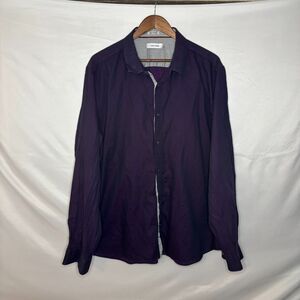 Calvin Klein Mens Casual Button Down 100% Cotton Purple Size XXL